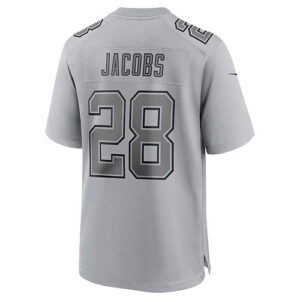 LV.Raiders #28 Josh Jacobs Gray Atmosphere Fashion Game Jersey Stitched American