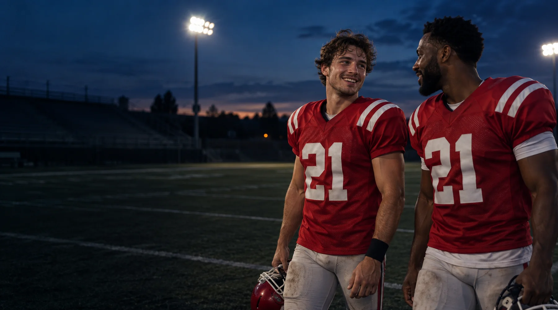 People wearing football jerseys in an original Jerseyheaven apparel photograph