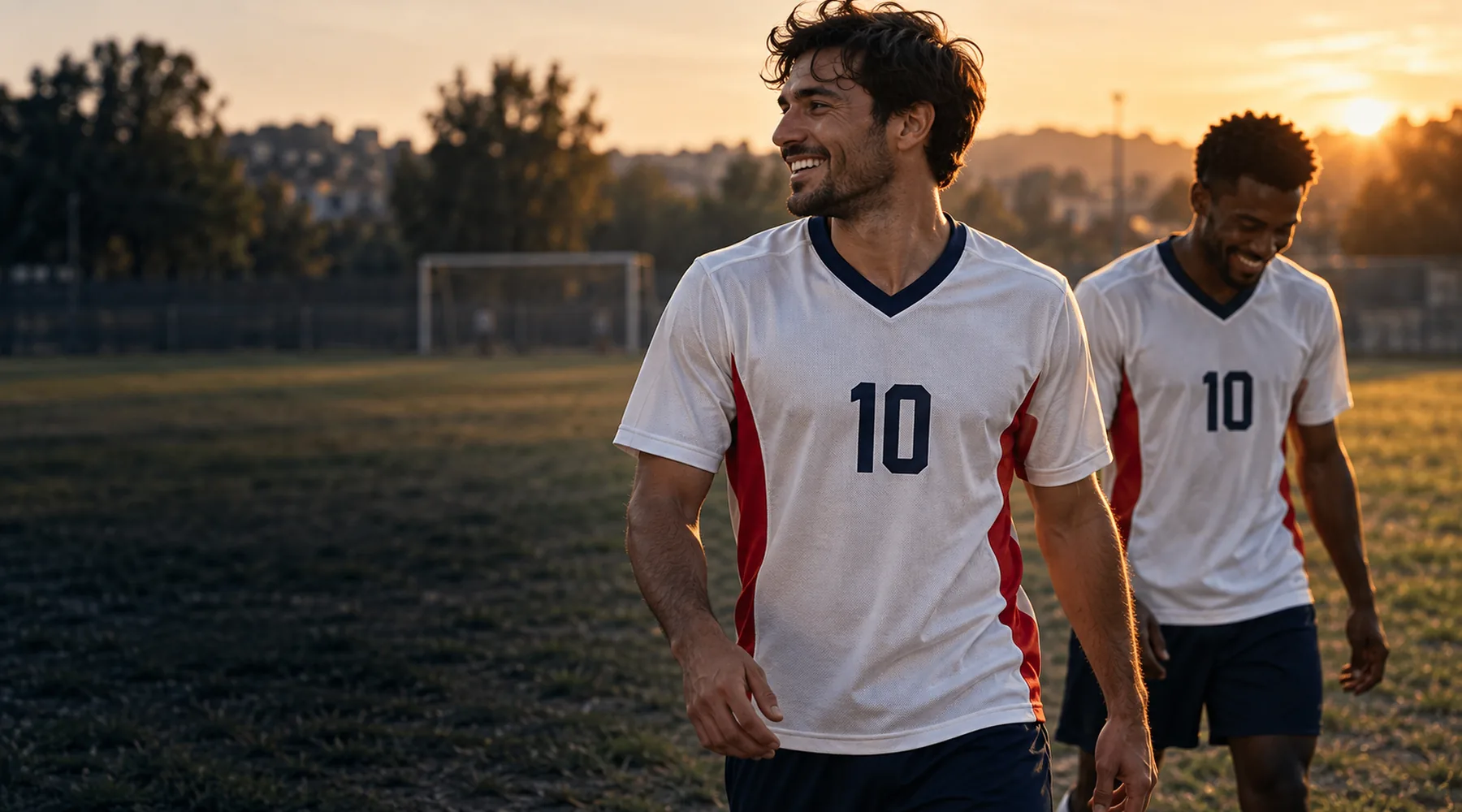 People wearing soccer jerseys in an original Jerseyheaven apparel photograph
