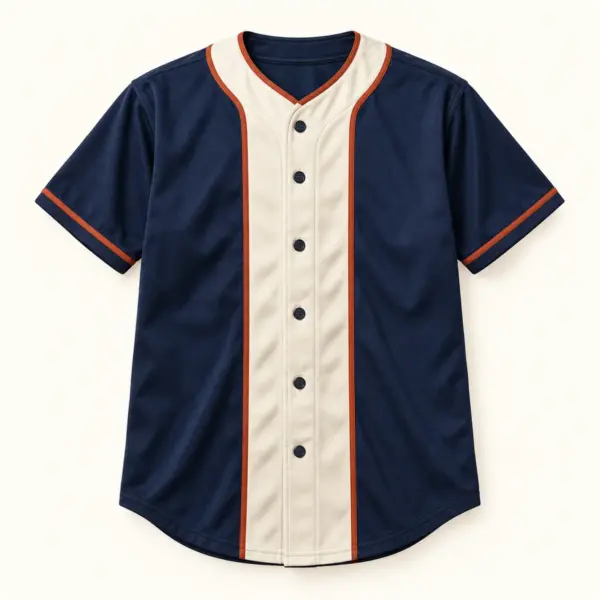 Main mockup of a navy baseball jersey in the Harbor Diamond design