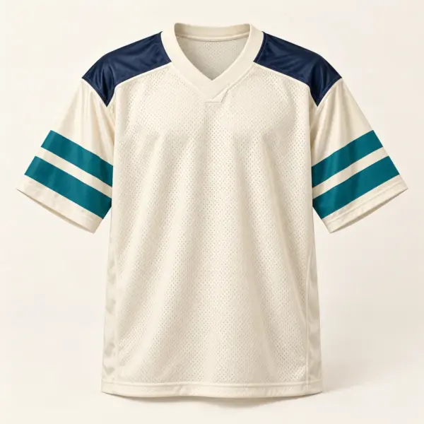 Main mockup of a cream football jersey in the Cloudline Touchdown design