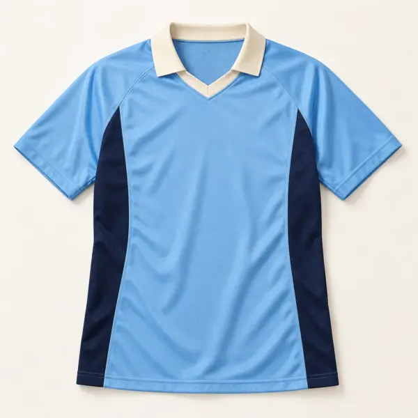 Main mockup of a sky blue football jersey in the Skyline Drive design