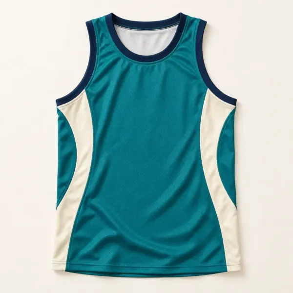 Main mockup of a teal basketball jersey in the Tidal Court design