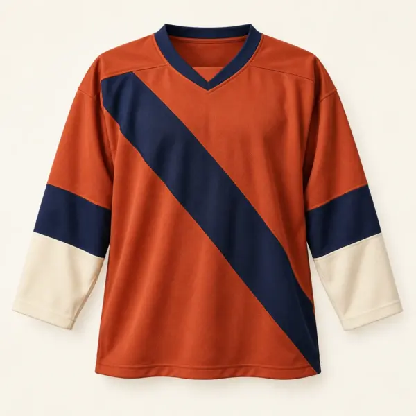 Main mockup of a terracotta hockey jersey in the Copper Rink design