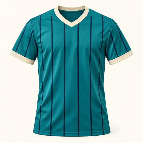 Main mockup of a teal soccer jersey in the Ocean Pitch design