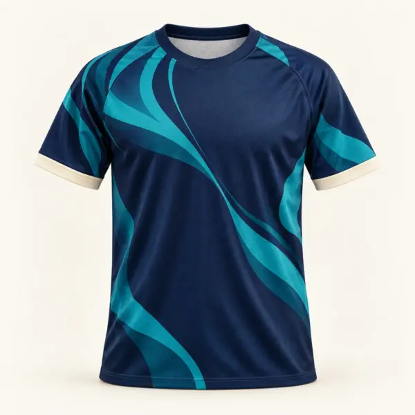 Main mockup of a navy soccer jersey in the Harbor Sideline design