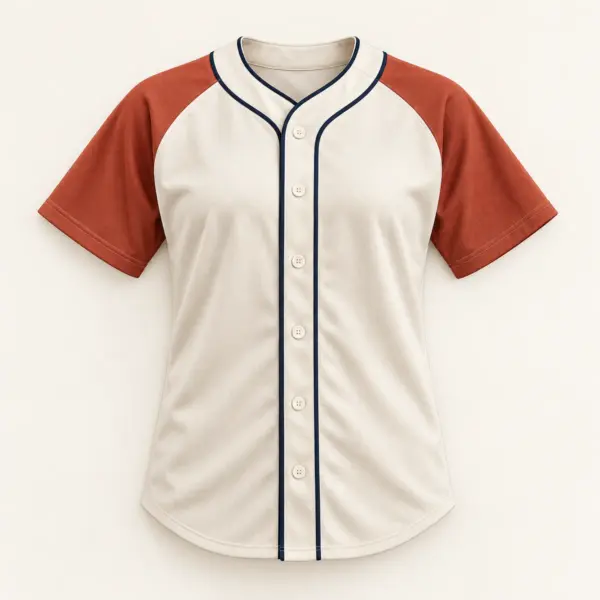 Main mockup of a cream softball jersey in the Sandlot Rally design