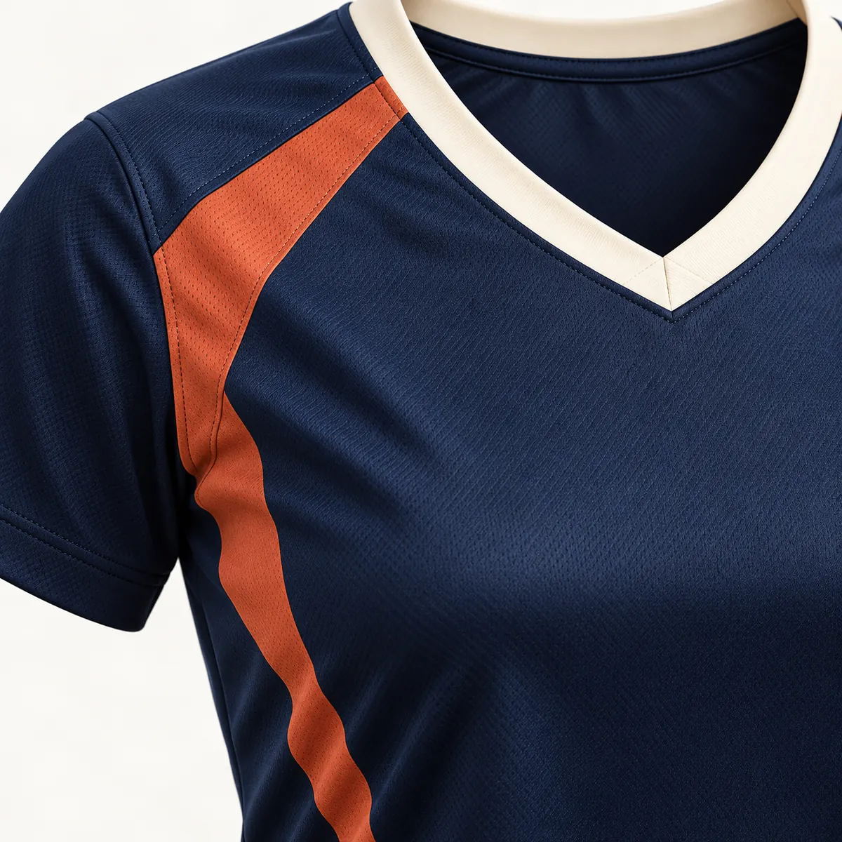 Detail mockup of a navy volleyball jersey in the Harbor Volley design