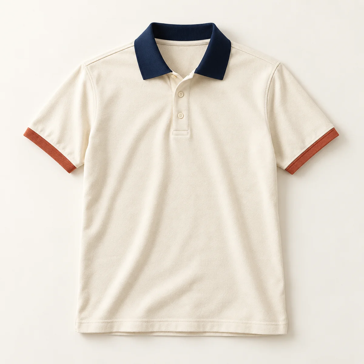 Main mockup of a cream short sleeve polo in the Sandstone Sideline design