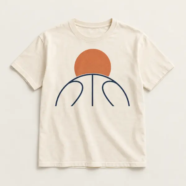 Main mockup of a cream crew neck T-shirt in the Game Circle design